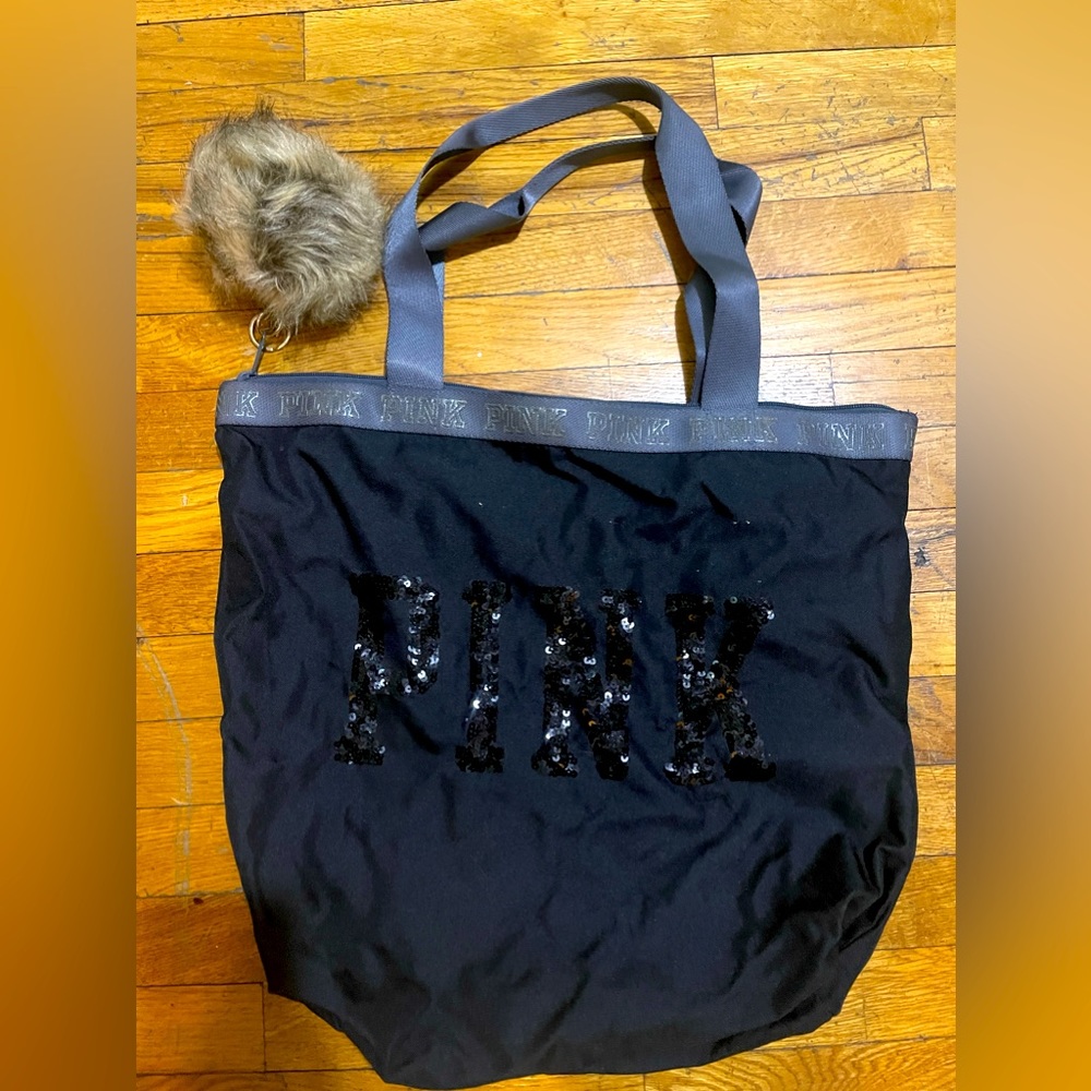PINK brand Tote Bag Black and Grey Sequined